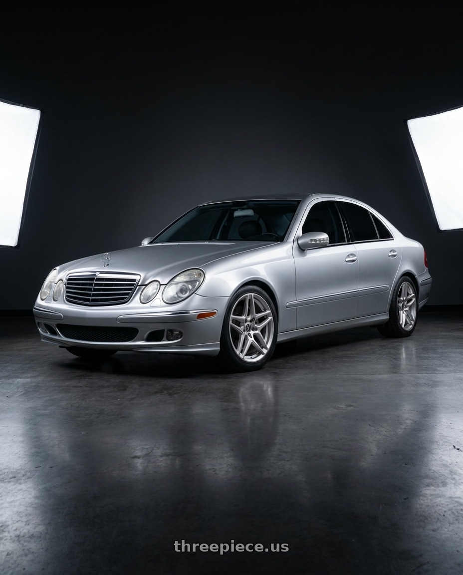 2003 Mercedes Benz E320 Sport with Heritage Wheel EBISU MonoC 5x112 18x8.5+35 Silver wheels