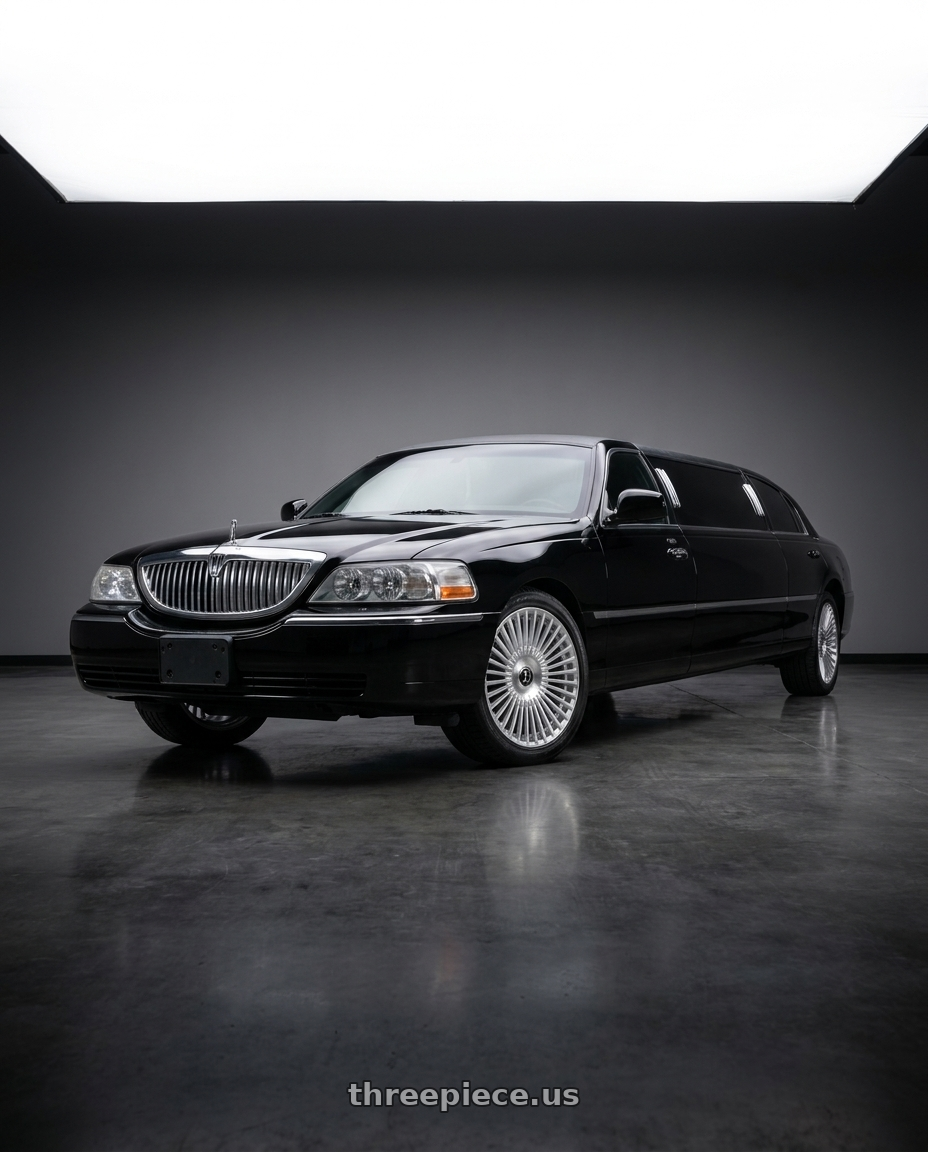2007 Lincoln Town Car Limo with DOLCE LUXURY TRENTO 5x108 20x9 +35 Glossy Sliver Brush Face wheels