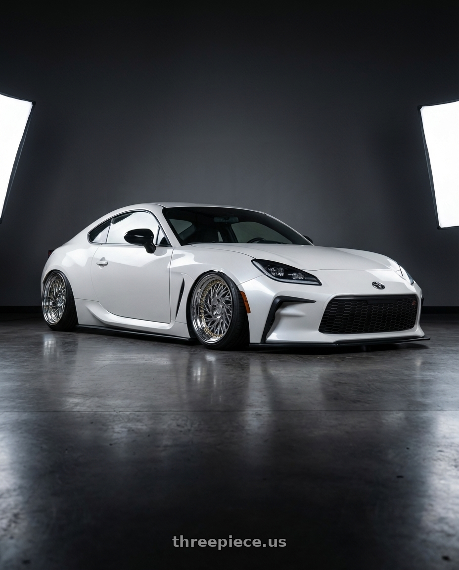 2016 Scion FR-S with Aodhan DS03 5x100 18x9.5 +35 Vacuum Chrome w/Gold Rivets wheels