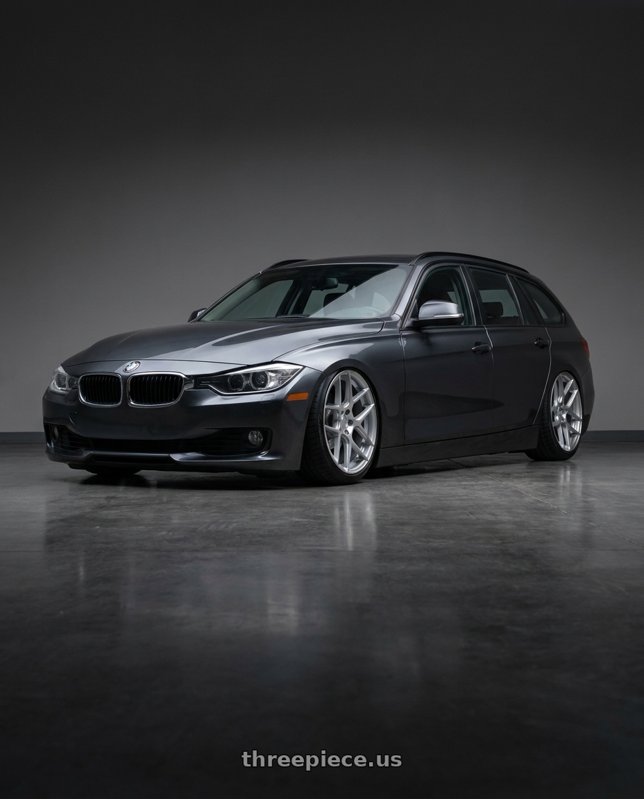 2016 BMW 3 Series F30 with Aodhan AFF2 5x120 19x9.5+35 Gloss Silver Machined Face wheels