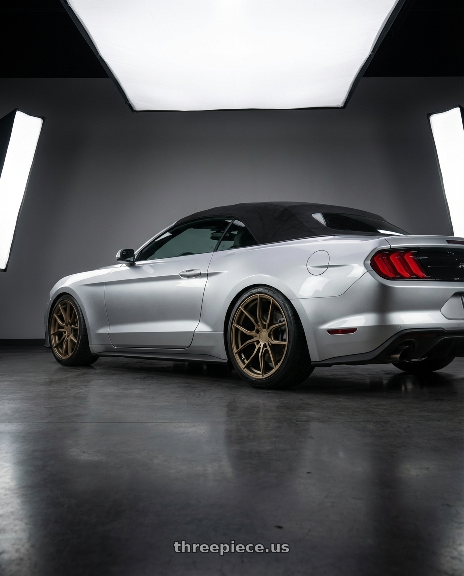 2018 ford mustang with Aodhan AFF1 5x114.3 20x10.5+45 Matte Bronze wheels rear three quarter view slight stretch tires