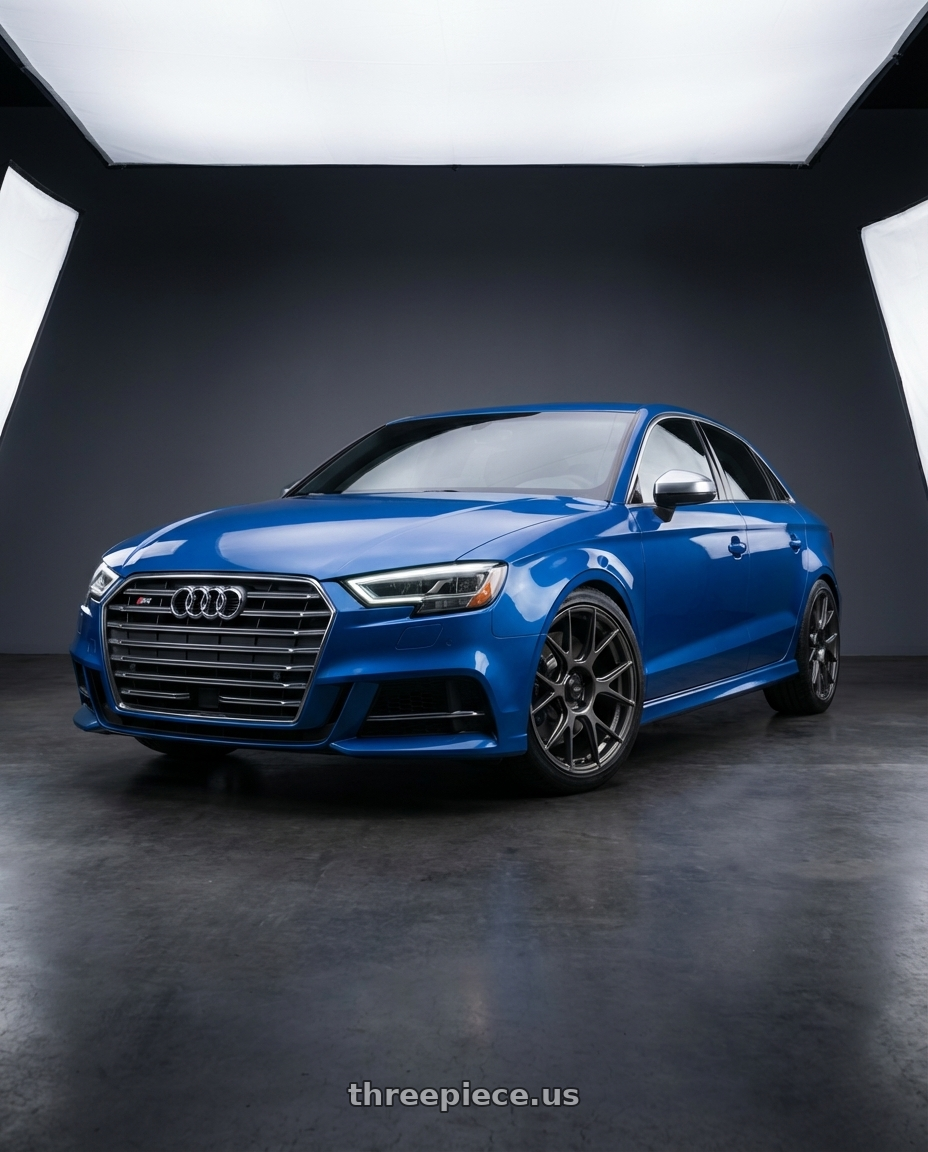 2019 Audi S3 8V with Konig Ampliform 5x112 18x8.5+43 Dark Metallic Graphite wheels