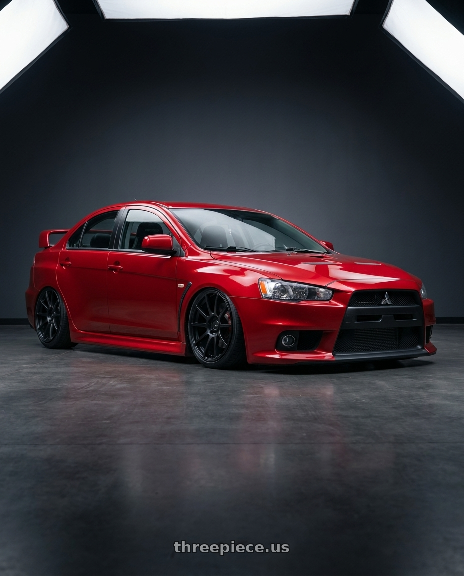 2012 Mitsubishi Lancer Evo X with Ssr Gtv02 5x114.3 18x9+45  FLAT BLACK wheels