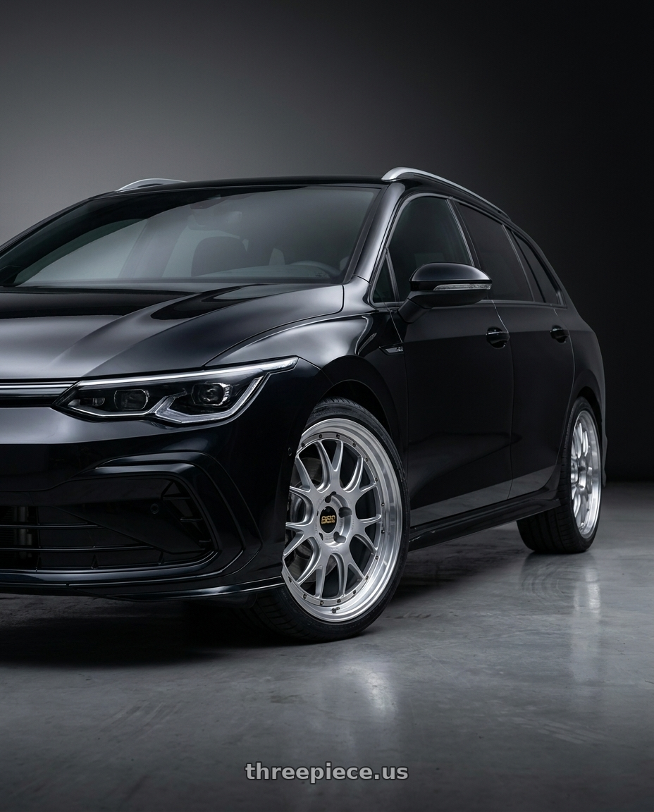 2023 golf 8 variant r line black with BBS LM-R 5x114.3 19x8.5+43 Diamond Silver wheels