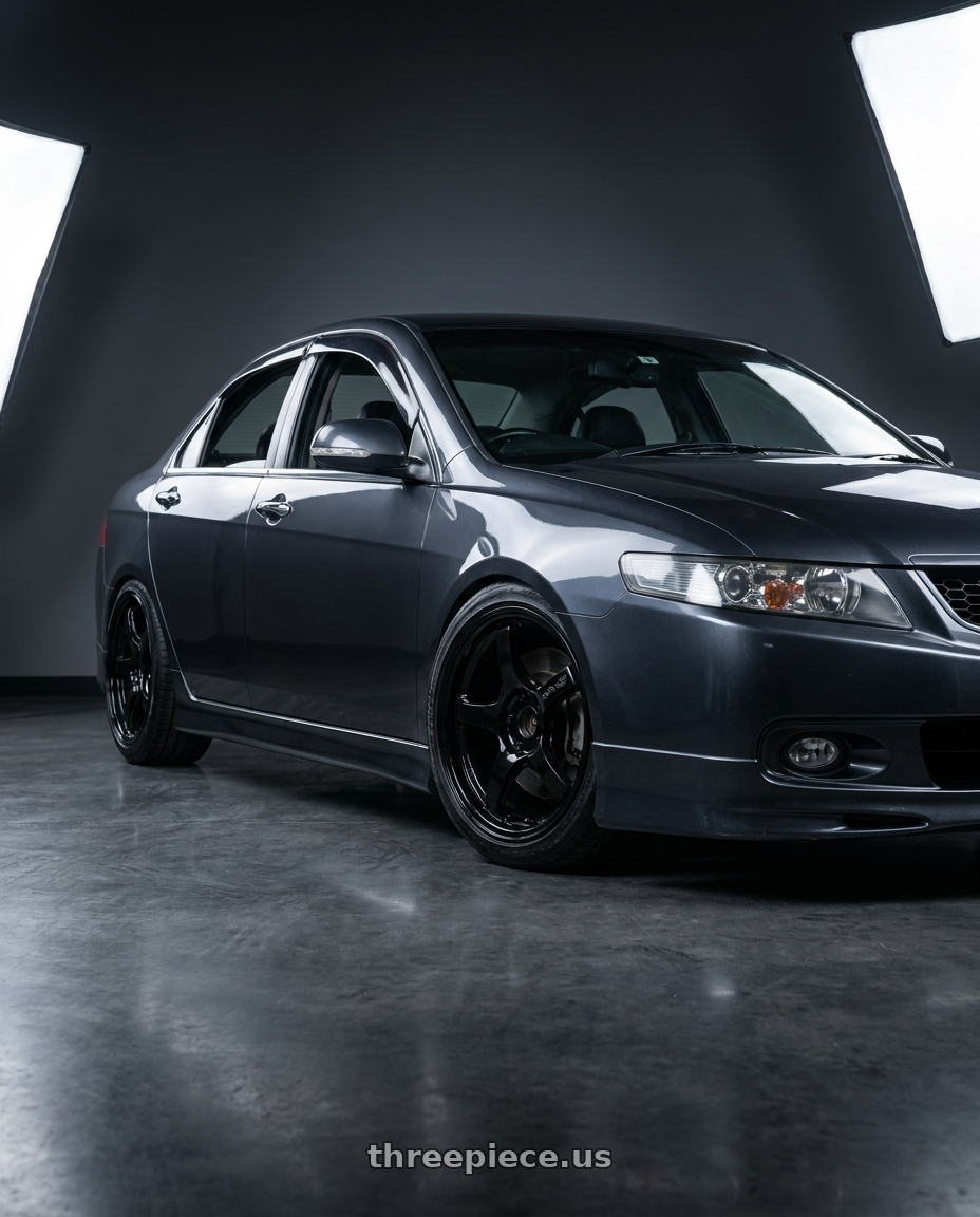 2004 honda accord euro r with Gram Lights 57CR 5x114.3 17x9 +38 GLOSSY BLACK wheels