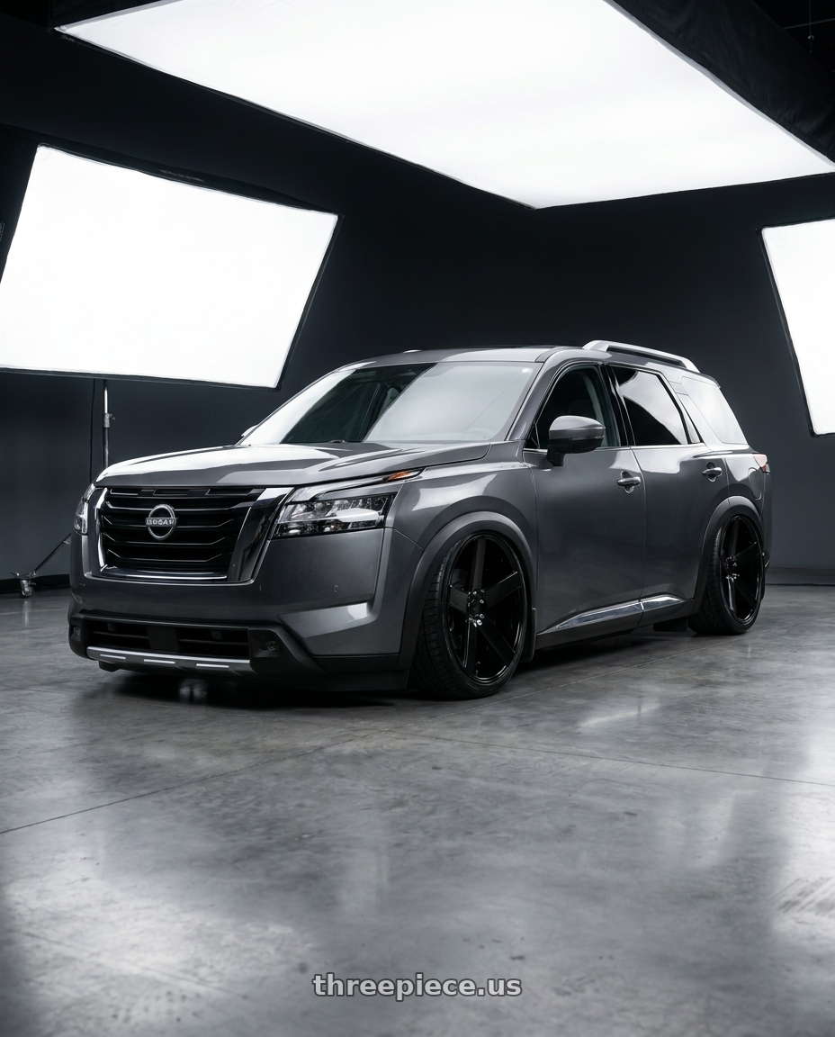 2025 nissan pathfinder s with DUB 1PC S216 BALLER 5X114.3 22X8.5 +38 GLOSS BLACK wheels