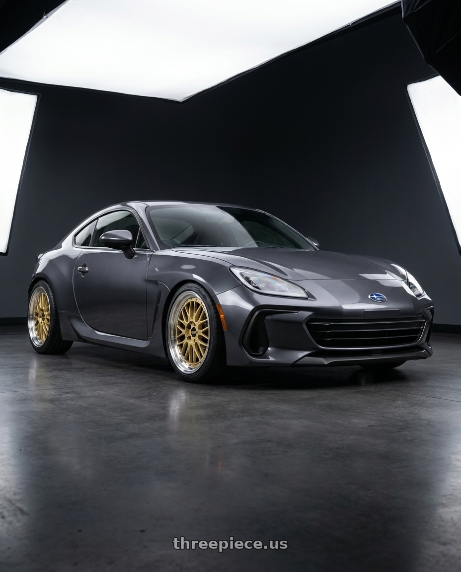 2023 Subaru BRZ premium Magnetite grey  with BBS LM 5x100 18x8.5 +45 Gold Center Diamond Cut Lip wheels