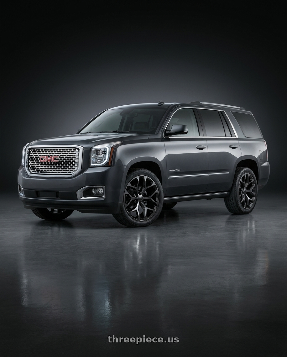 2018 GMC Yukon Denali with O.E. Revolution G-09 6x139.7 24x10 +24 Gloss Black wheels