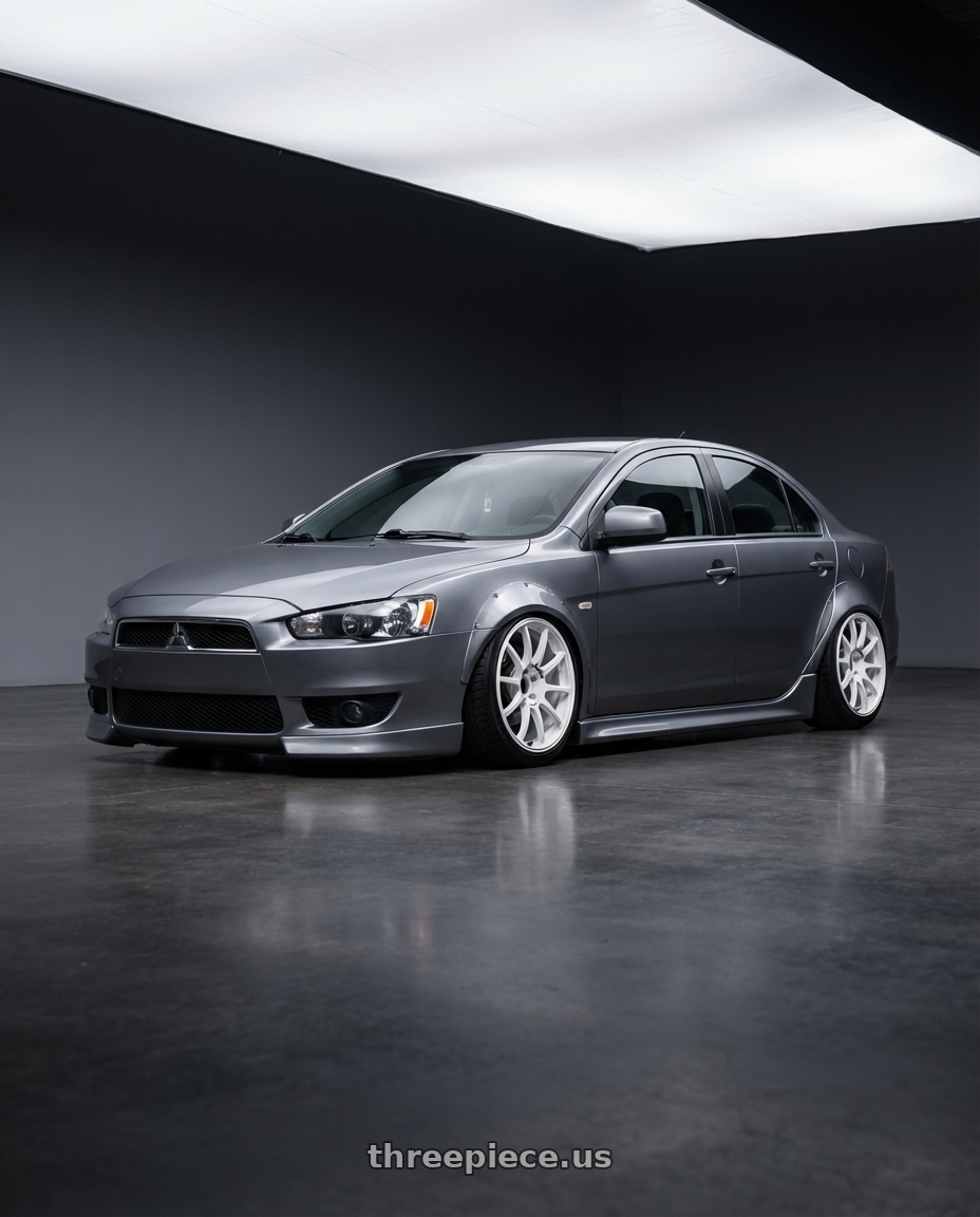 2014 Mitsubishi Lancer Ralliart with Advan RCIII 5x114.3 18x7.5+45 White wheels