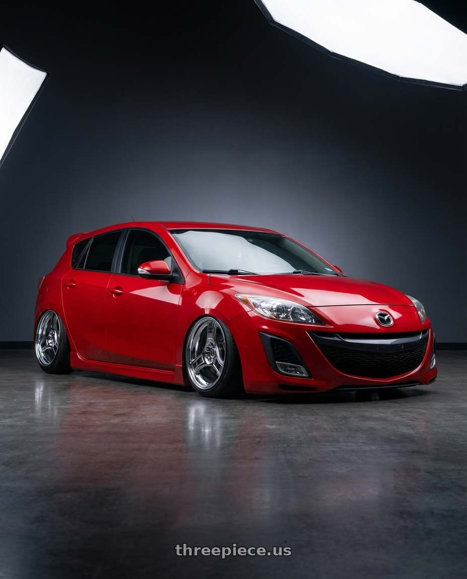 2010 Mazda 3 GT Sport Red with HERITAGE WHEEL BUSHIDO MONOC 5x114.3 18x9.5 +38 CHROME wheels