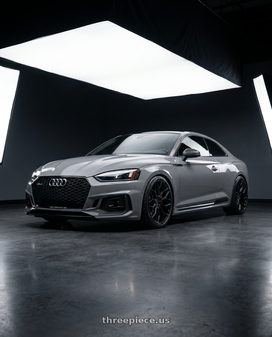 2018 Audi RS5 with DOLCE PERFORMANCE PISTA 5x112 19x8.5 +28 Gloss Black wheels