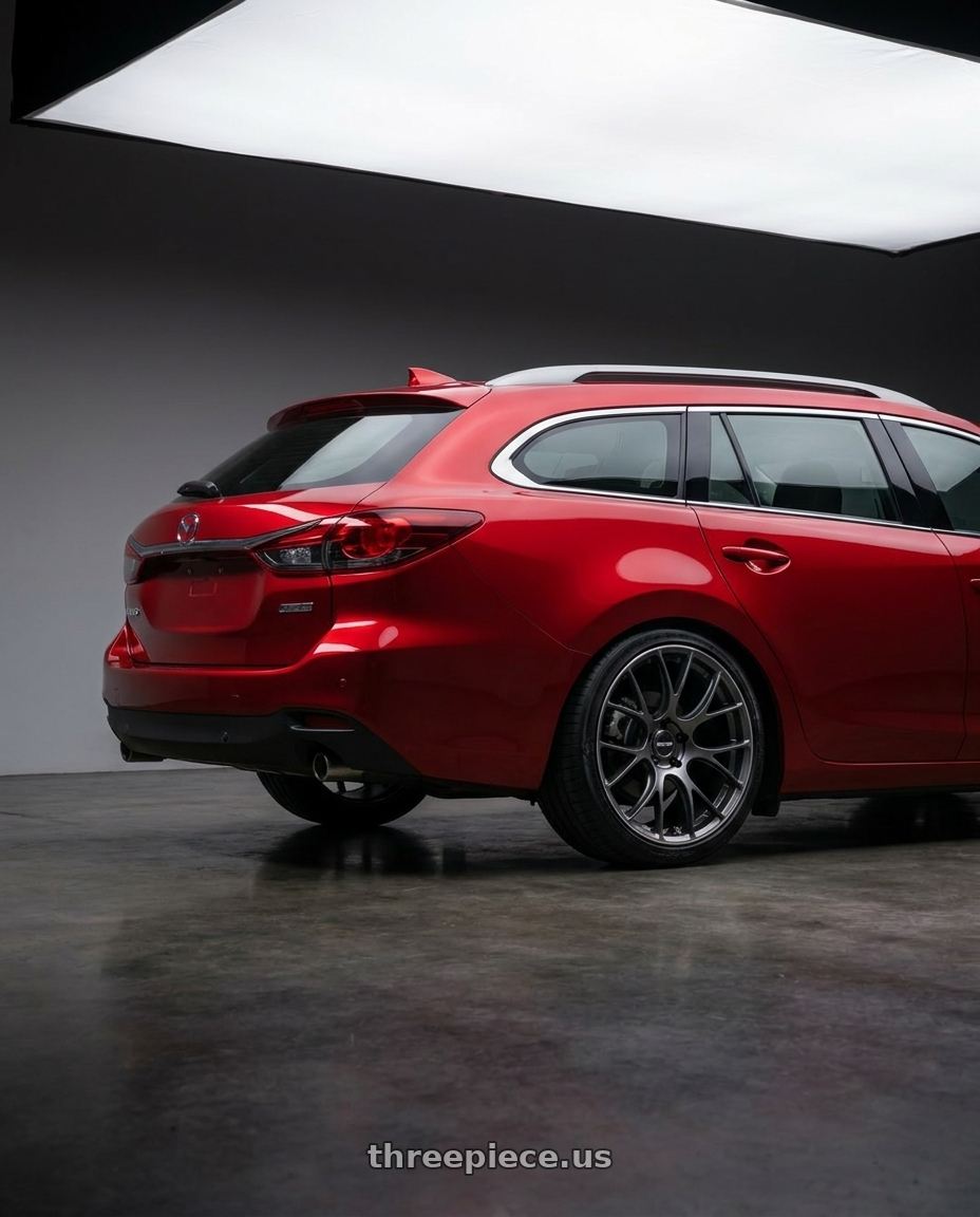 2019 MAZDA MAZDA6 WAGON  with Volk Racing G16 5x114.3 19x8.5+43 wheels rear three quarter view square tires
