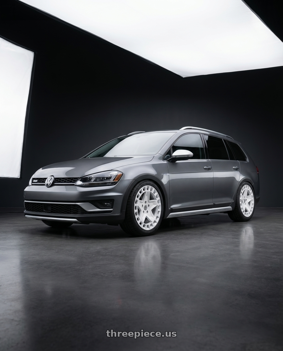 2017 Volkswagen golf alltrack sel with Victor Equipment ALPEN 5X130 17X8 +20 GLOSS WHITE wheels