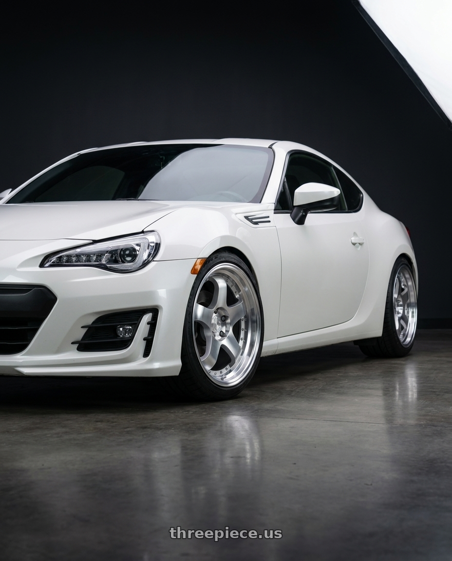 2017 Subaru BRZ Crystal Pearl with Aodhan AH03 5x100 18x9.5+35 Silver w/Machined Face wheels