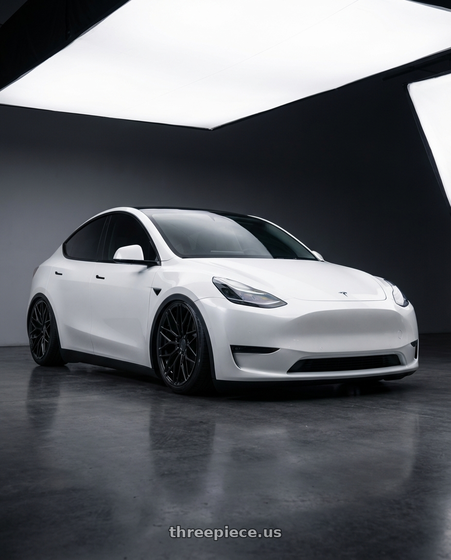 2024 Tesla Model Y with Avant Garde Wheels M520R 5X114.3 20x10 +35 Gloss Black wheels