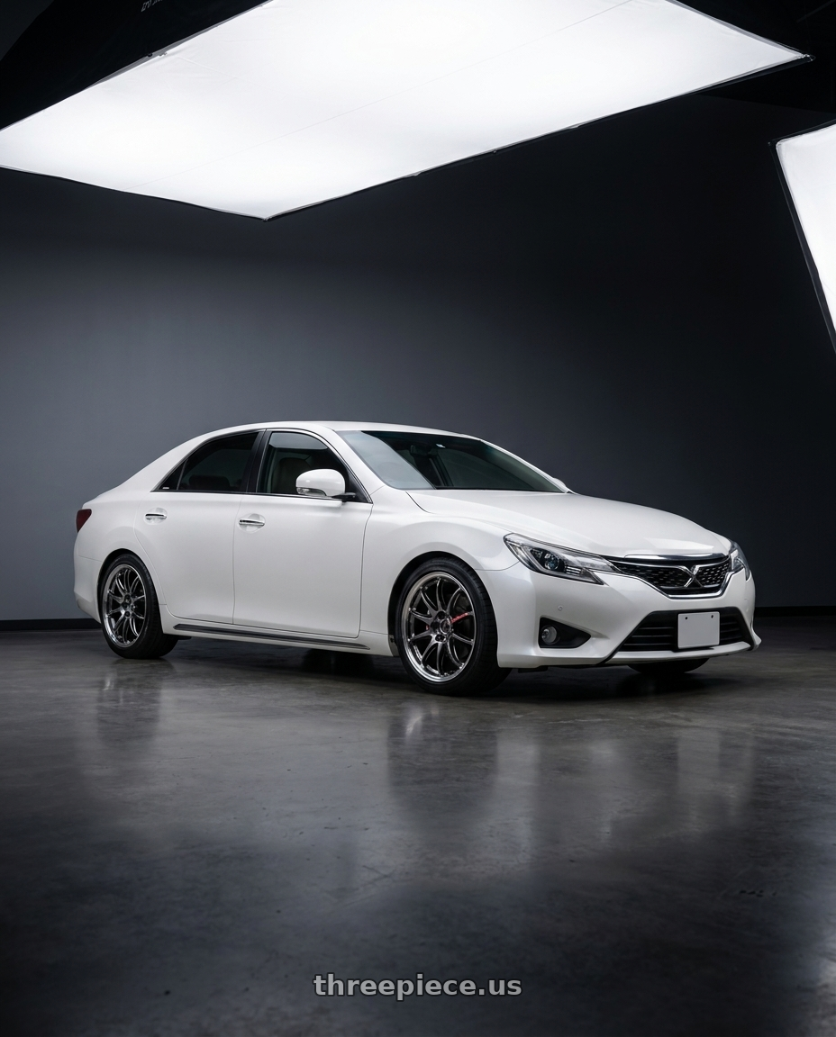 2014 Toyota Mark X with Work Emotion Zr10 5x100 18x8.5 +32 Glim Black Diamond Rim cut wheels