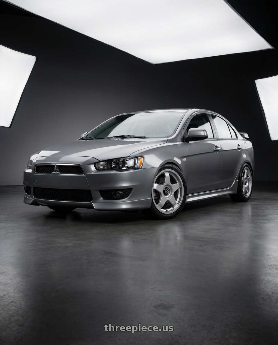 2014 Mitsubishi Lancer Ralliart with fifteen52 CHICANE 5x114.3 / 5x100 18x8.5 +35 SPEED SILVER (GLOSS SILVER) wheels