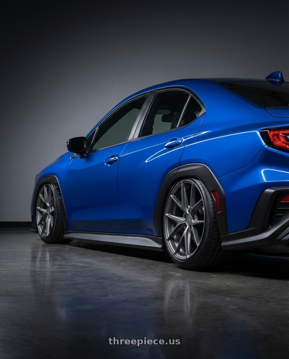 2024 Subaru WRX with Niche 1PC M116 MISANO 5X114.3 19X9.5 +35 MATTE GUN METAL wheels rear three quarter view slight stretch tires