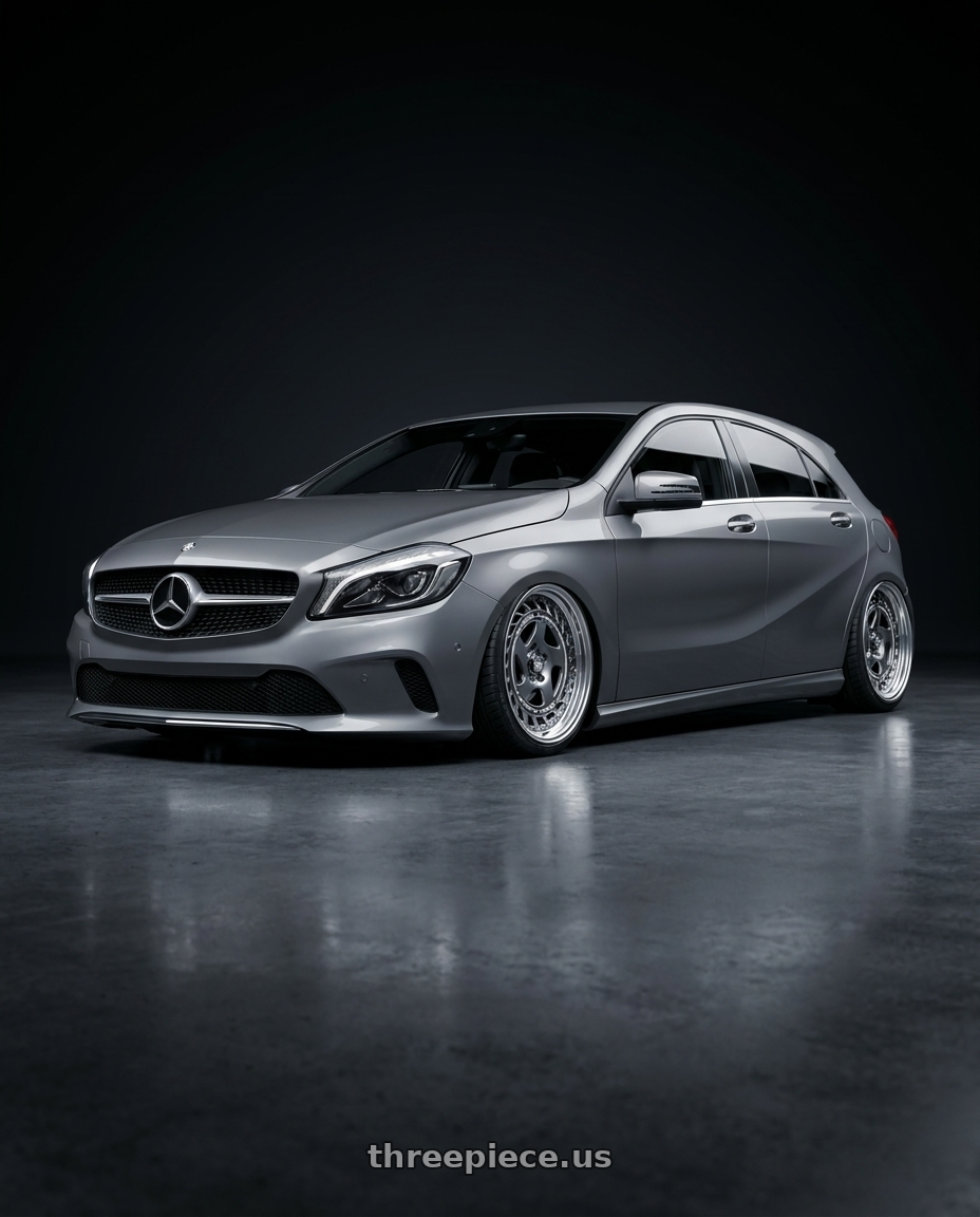 2017 Mercedes benz w176 with FORMULA AERO SPOKE 5X100 18X9.5+25 HP Disk Titan Silver wheels