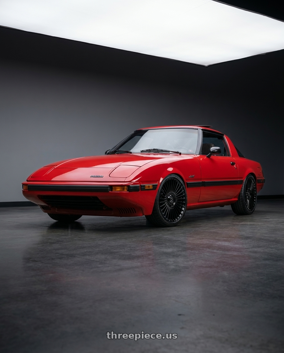 1985 mazda rx7 gsk with DOLCE LUXURY TRENTO 5x112/5x120 22x9 +30 Glossy Black wheels