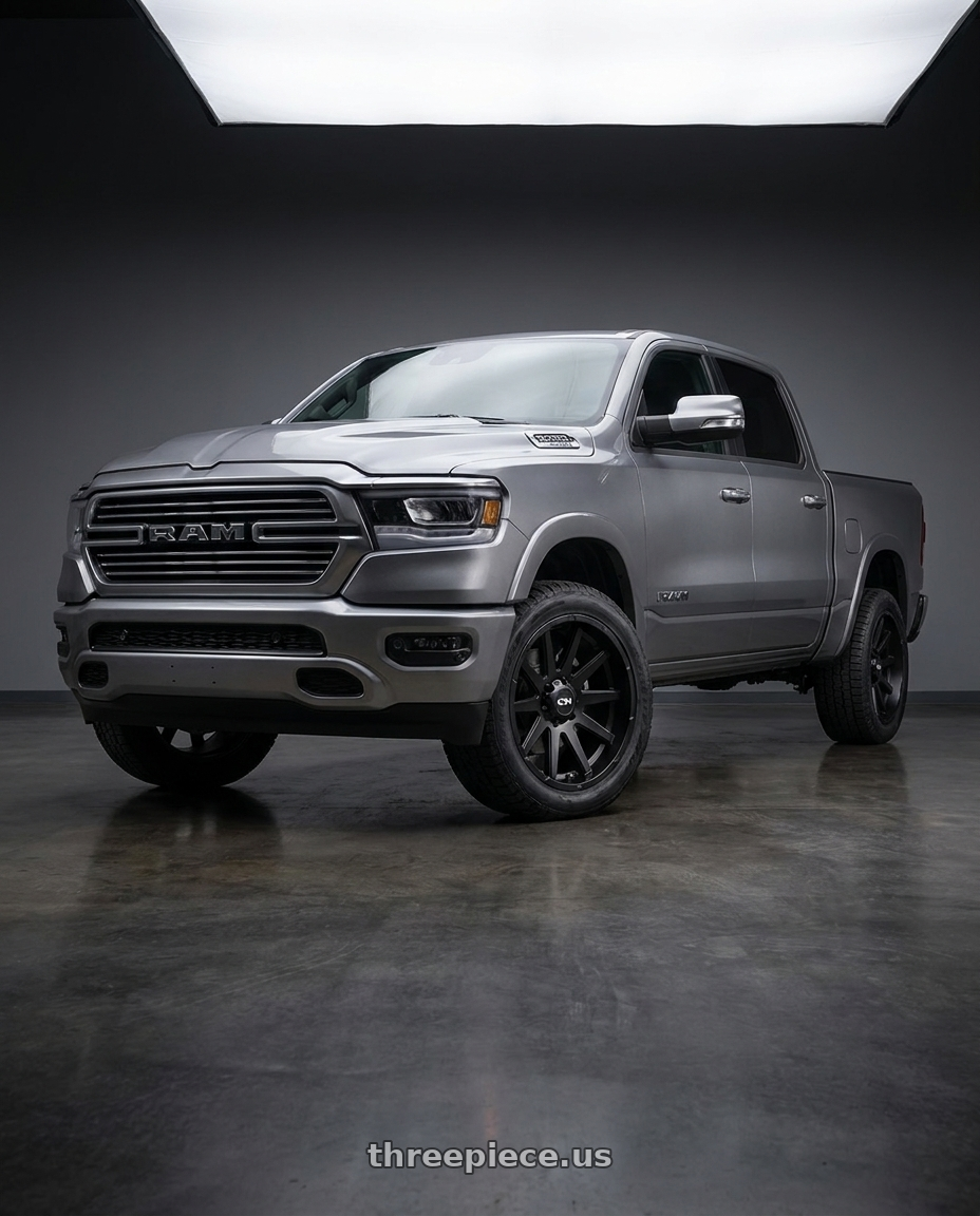 2021 Ram 1500 Laramie with Ion Type 143 6x139.7 20x9+18 Matte Black wheels