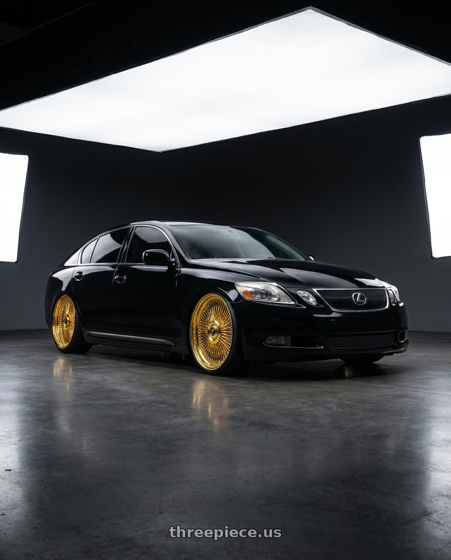 LEXUS GS300 2005 with Amani AMA-603 5x120/5x127 26x9 +1 Yellow Gold wheels