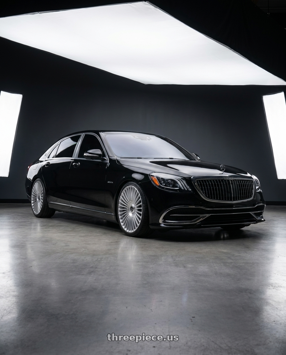 2017 Maybach S650 with DOLCE LUXURY TRENTO 5x115/5x120 22x9 +15 Glossy Silver Brush Face wheels