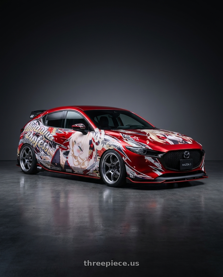 2026 mazda 3 with Advan Racing RG-D2 4x100 15x5.0 +45 MACHINING & RACING HYPER BLACK wheels