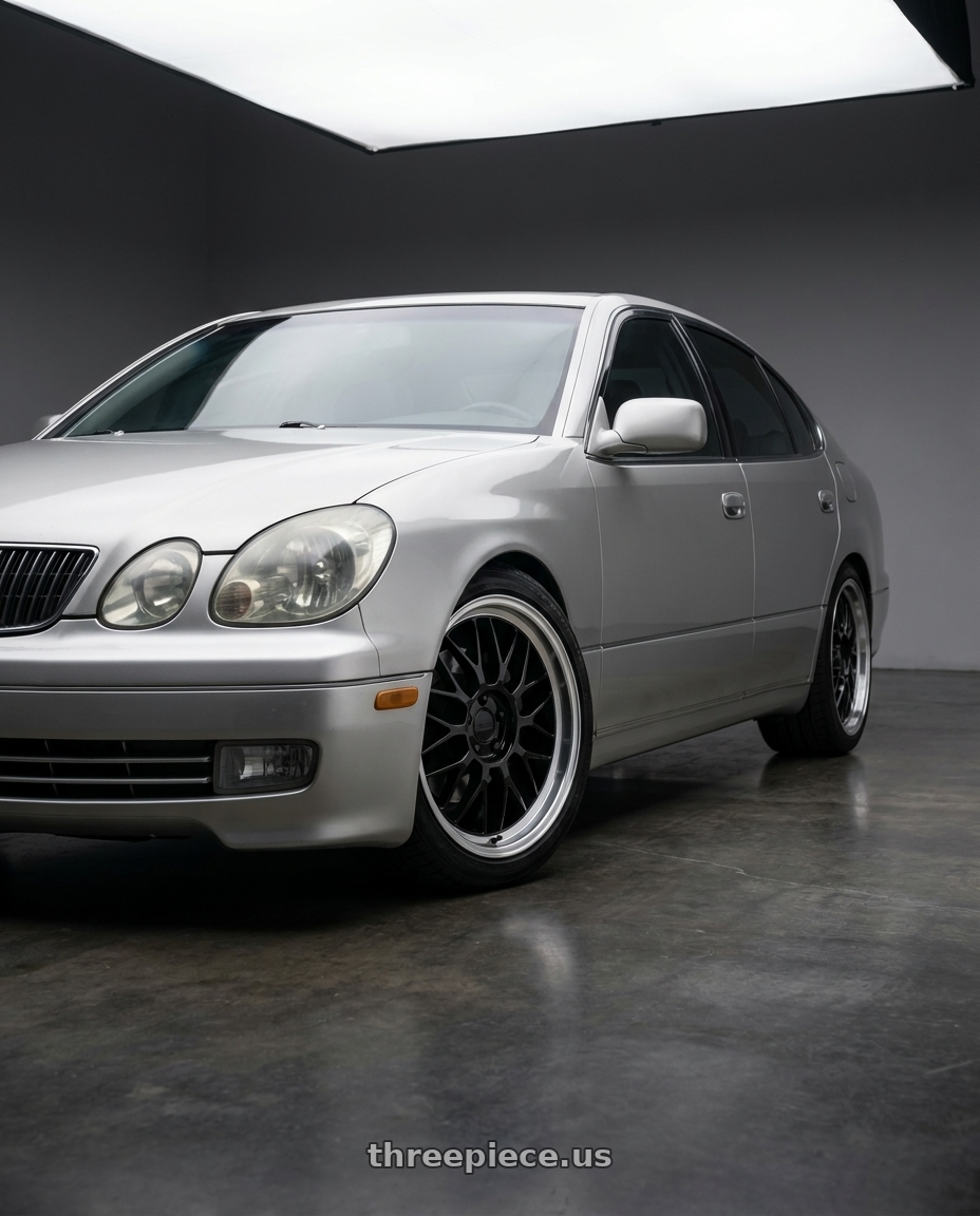 2002 lexus gs430 with KATANA RACING KR06 5x114.3 18x8 +40 Glossy Black Machined Lip wheels