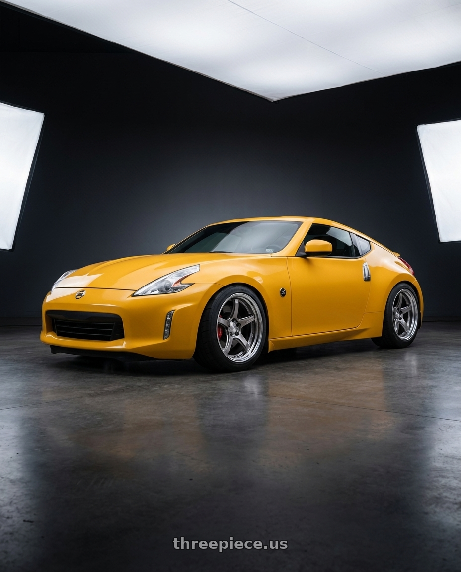 2017 Nissan 370z with Work T5R 2P 5x114.3 19x9.0 +12 GT SILVER wheels