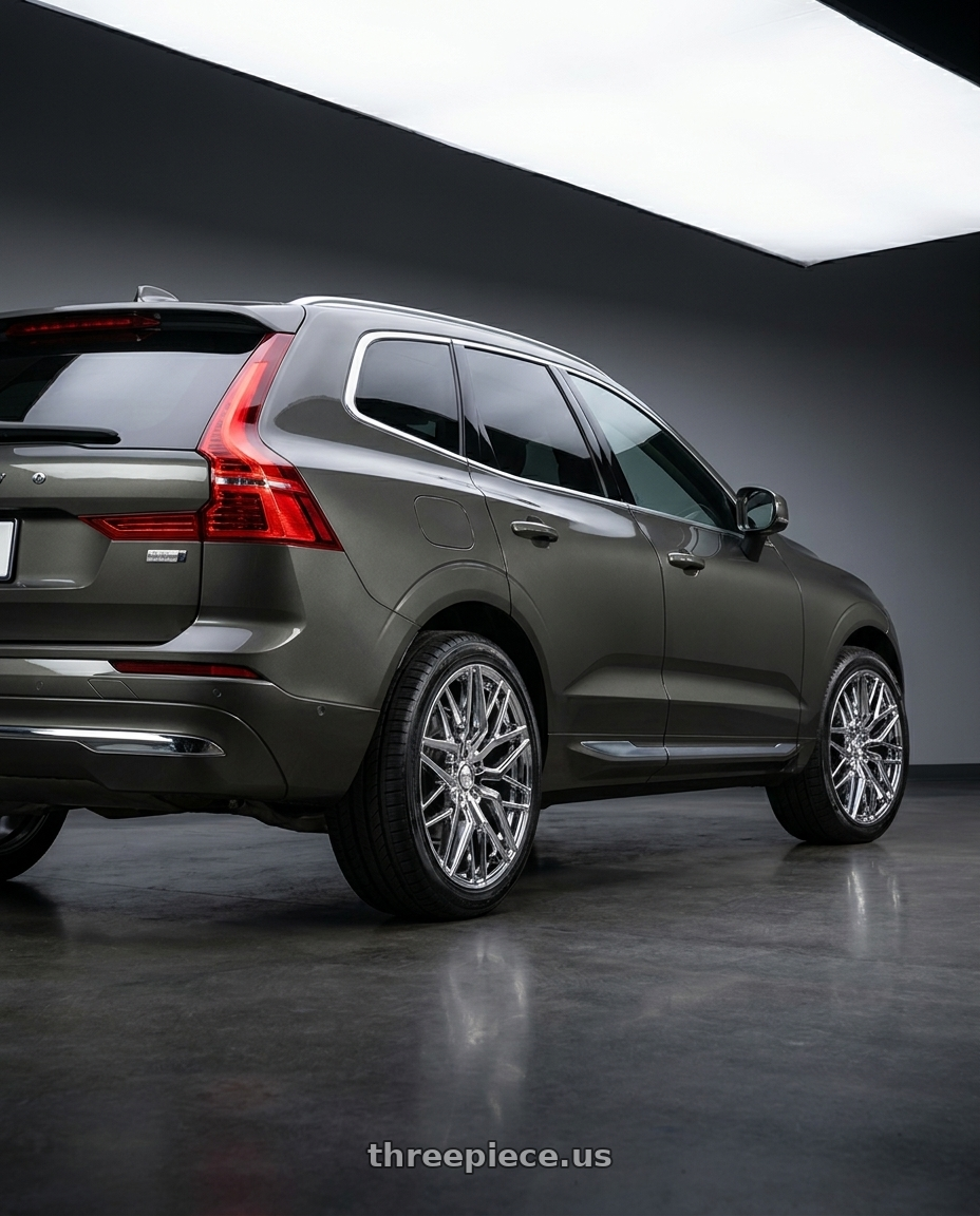 2022 volvo XC60 Inscription with Shift Spring 5x108 20x8.5 +35 Chrome wheels rear three quarter view square tires