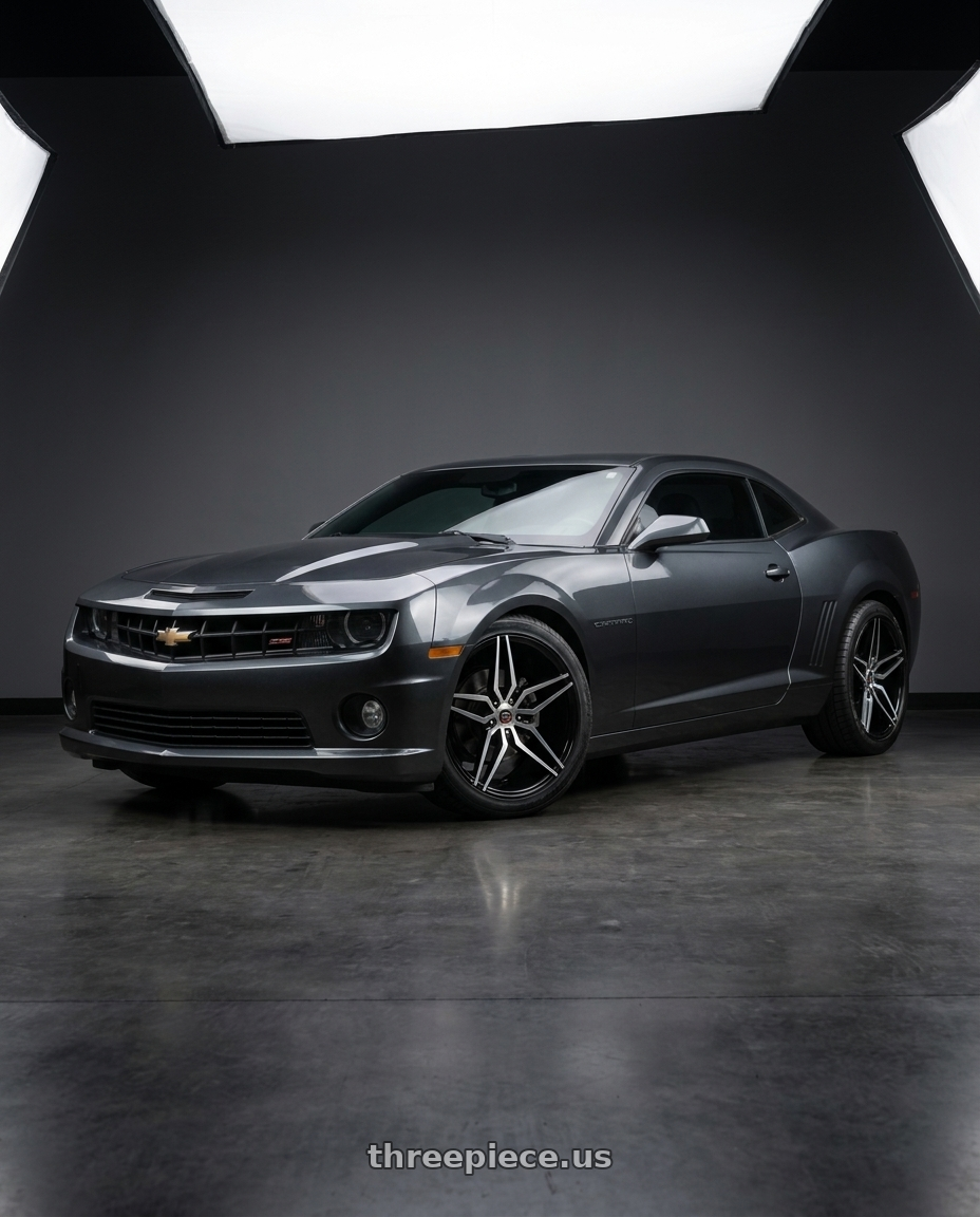 2013 Chevy camaro with Spec-1 SPM-81 blank 5x 22x10.5 +20 Gloss Black & Brushed wheels