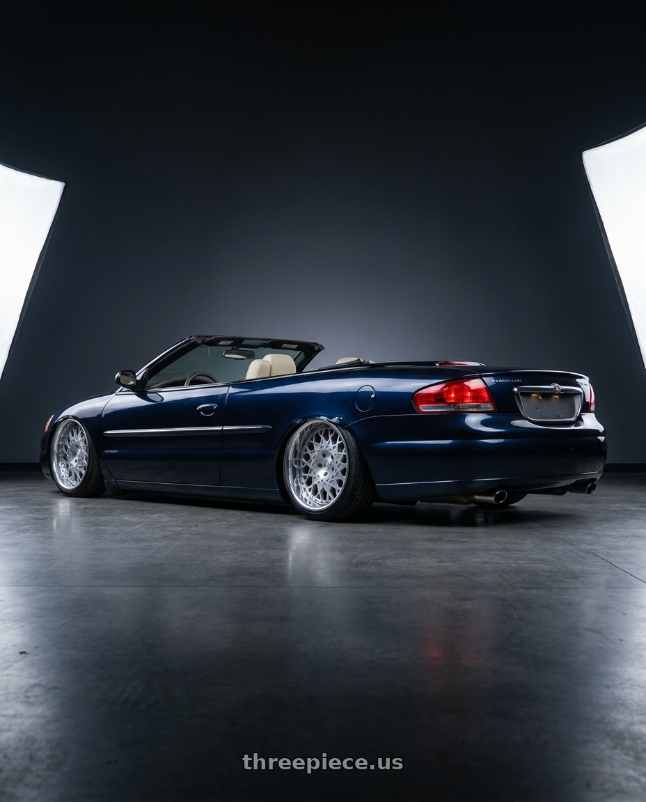 2002 Chrysler Sebring Limited Convertible  with Heritage Wheel FUJI-DIR wheels rear three quarter view slight stretch tires