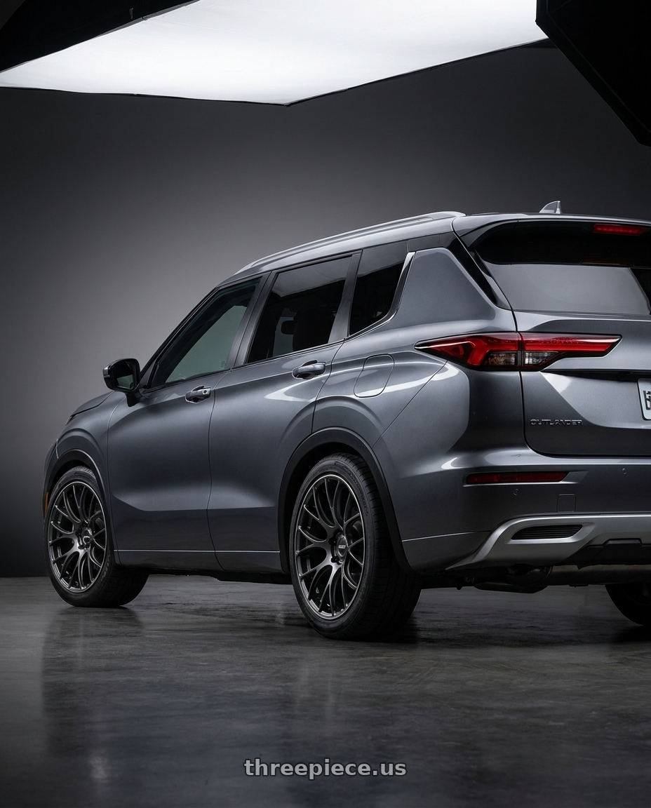 2026 mitsubishi outlander with Volk Racing G16 5x114.3 20x8.5+38 wheels rear three quarter view square tires