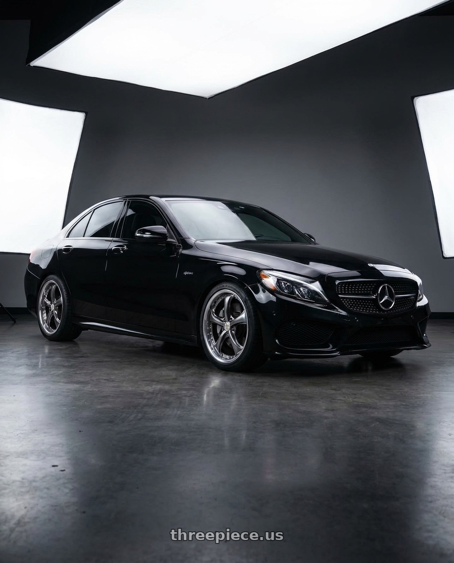 2018 mercedes benz c43 amg with Work Wheels VS-KF 5x112 19x8.5+47 Brilliant Silver Black A Disk FULL REVERSE wheels