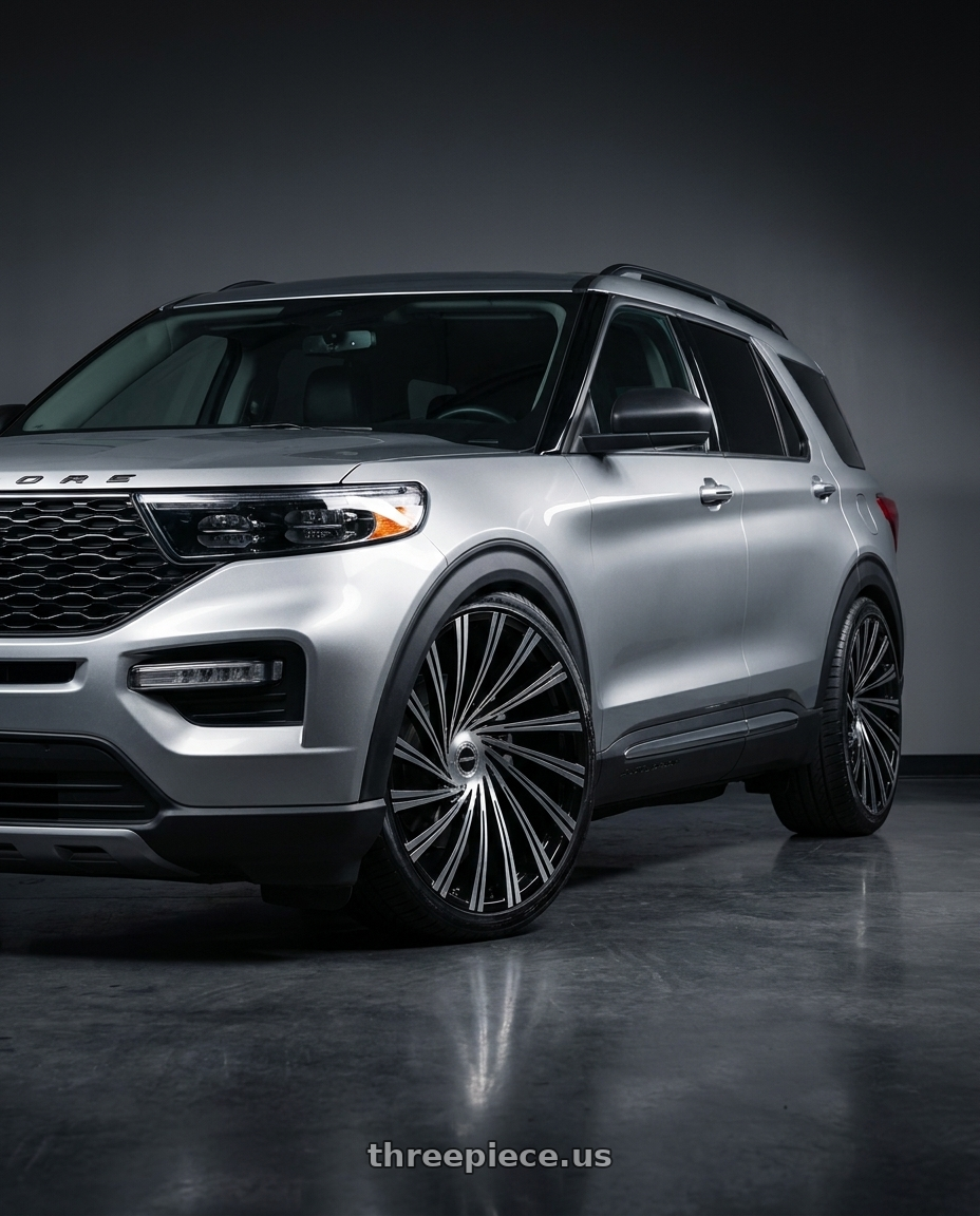 2020 ford explorer with Strada Tornado Blank 26x10 +15 Gloss Black Machined wheels