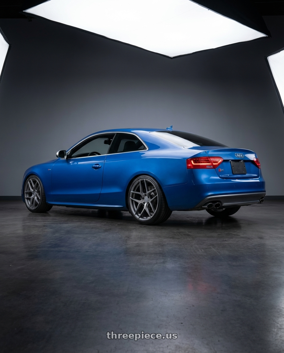 2014 Audi S5 B8 with Aodhan AFF2 5x112 19x9.5+35 Matte Gray wheels rear three quarter view square tires
