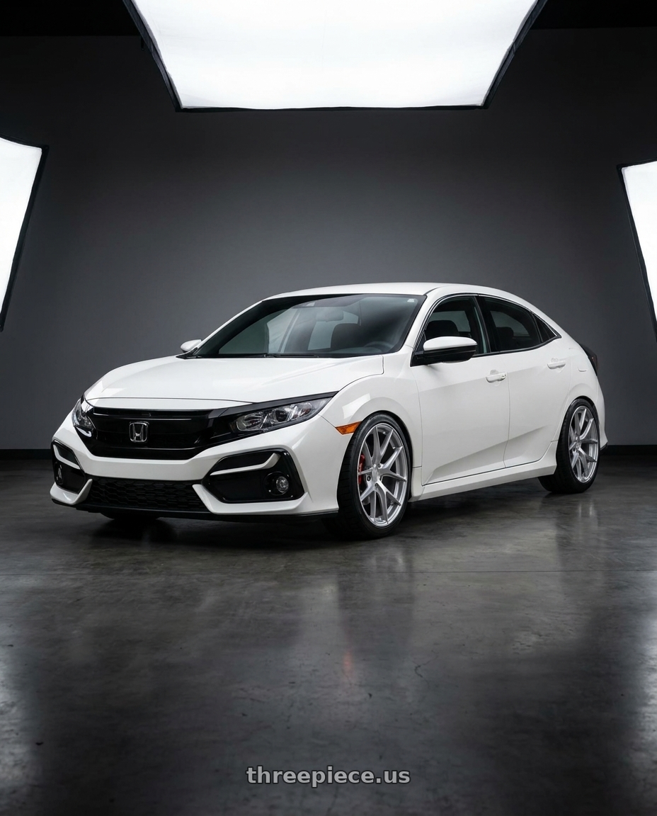 2021 Honda Civic Type R with Aodhan AFF7 5x120 18x9.5+35 Gloss Silver Machined Face wheels