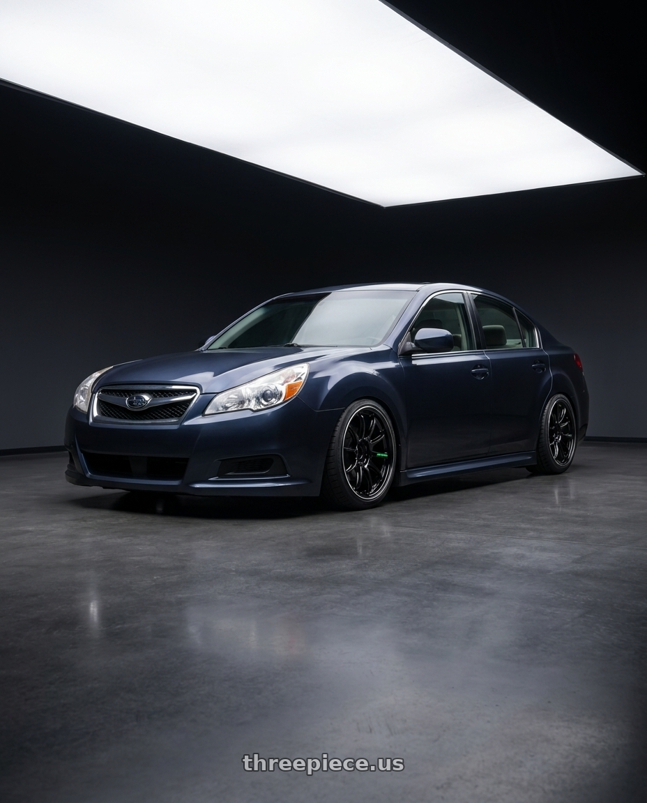 2014 Subaru Legacy Fifth Generation with Work Emotion Zr10 5x100 18x8.5 +38 Black Diamond Lip Cut wheels