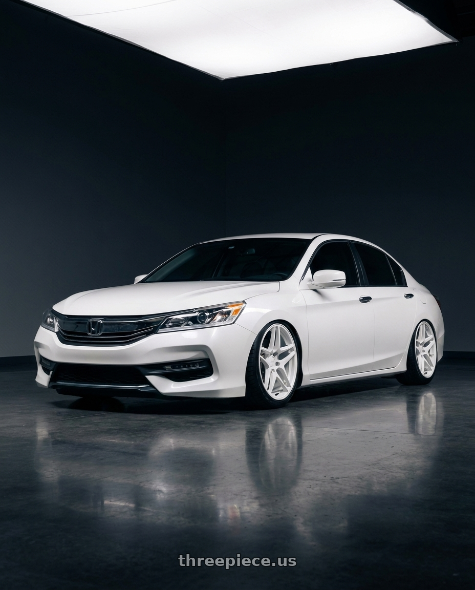 2016 Honda accord with Gram Lights 57DR 5x114.3 15x8 +28 WHITE wheels
