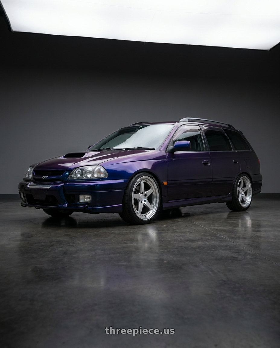 1997 Toyota Caldina with Aodhan DS05 5x100 18x8.5+35 Silver w/Machined Face wheels