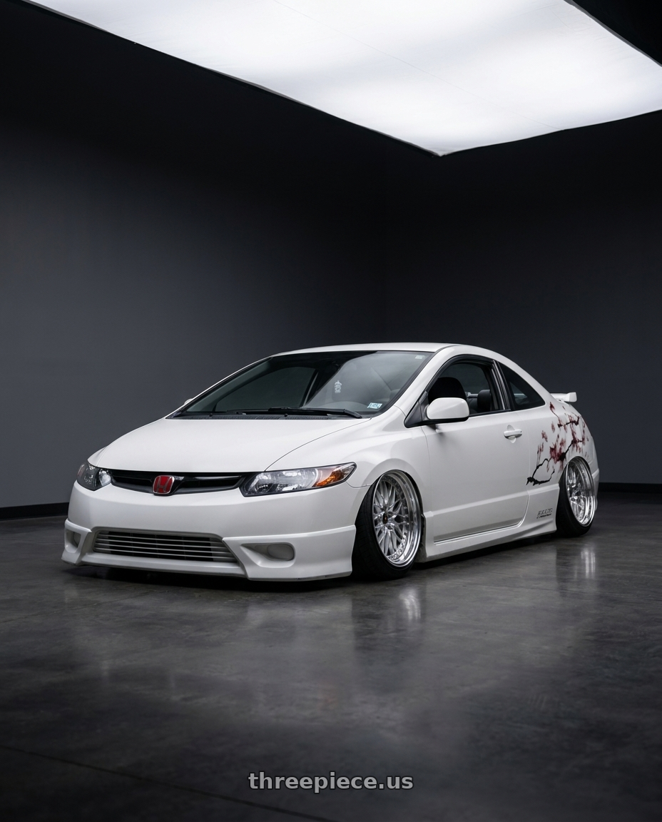 2009 honda civic with Work Vs-Xv 5x114.3 18x8+3 L Disk Silky Rich Silver wheels