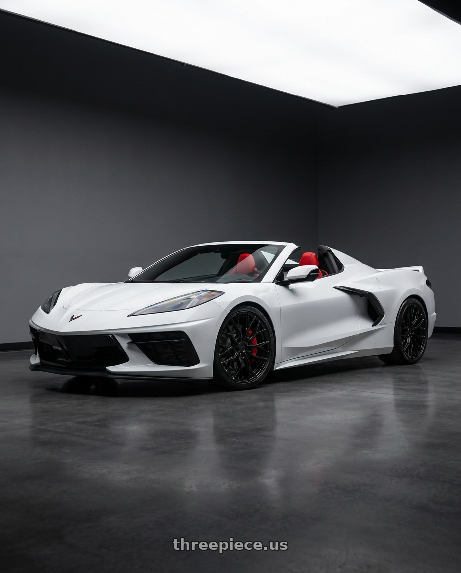 2021 Chevrolet Corvette Stingray with MRR GF5 5x120 19x8.5  +38 Gloss Black fit Corvette C8 ( rear: GF0520A652048BK ) wheels