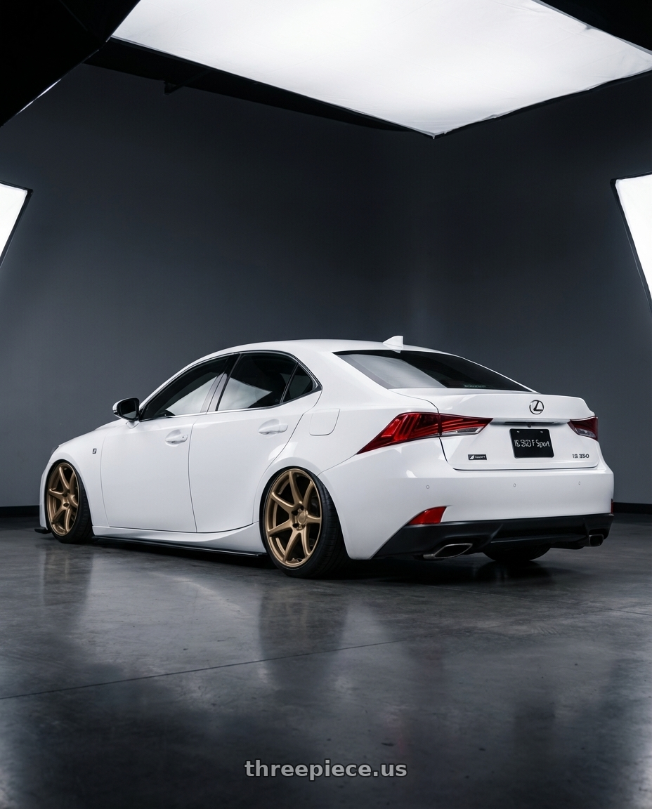 2018 Lexus IS 350 F Sport with Kansei K11B Tandem 5x114.3 19x9.5 22 Bronze wheels rear three quarter view slight stretch tires