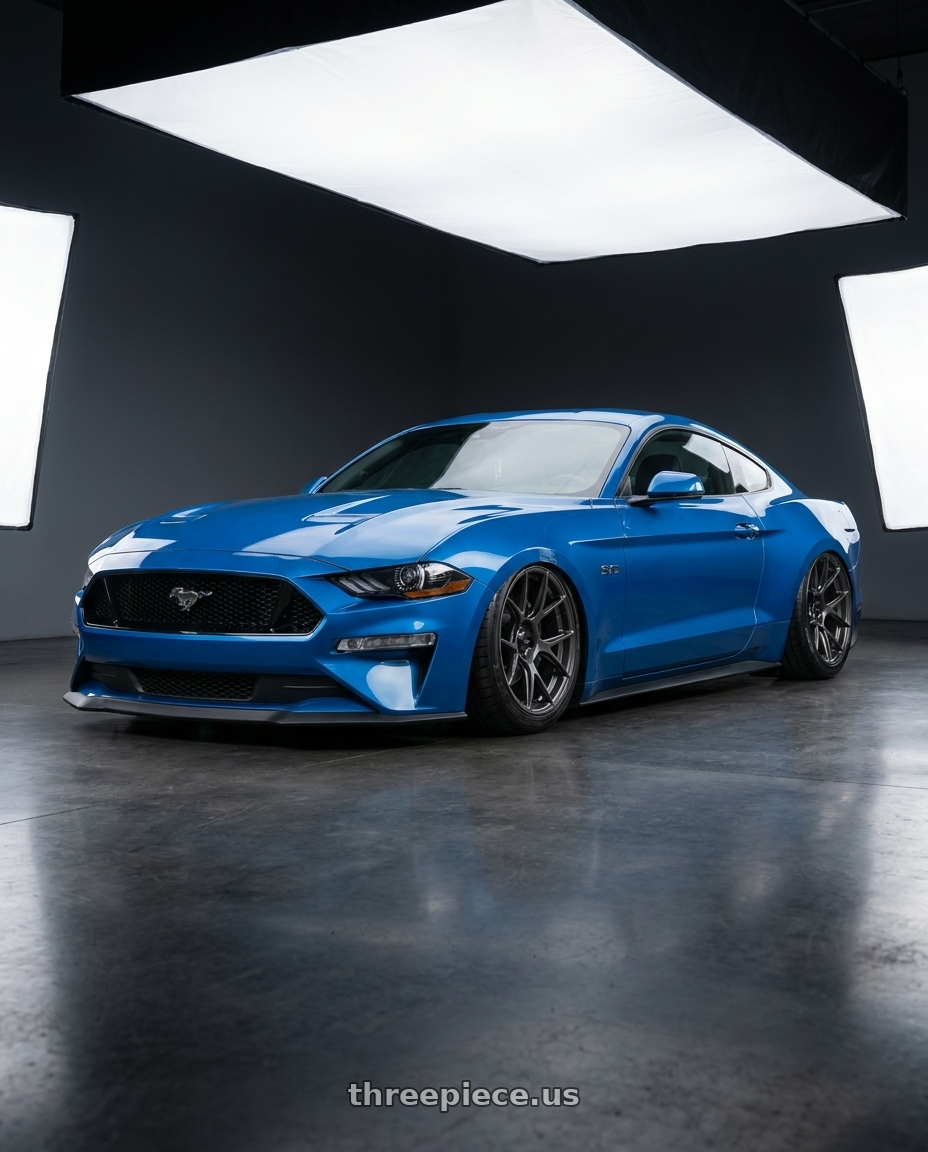 2022 Ford Mustang GT with Konig Ampliform 5x114.3 20x8.5+43 Dark Metallic Graphite wheels