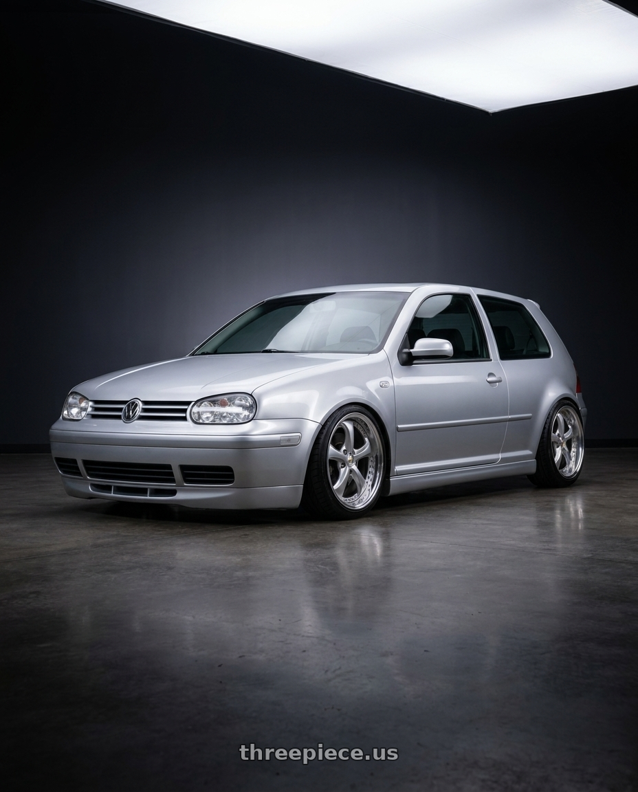 2002 VW gti 337  with Work Wheels VS-KF 5x100 18x8.5+34 Light Grey Silver A Disk FULL REVERSE wheels
