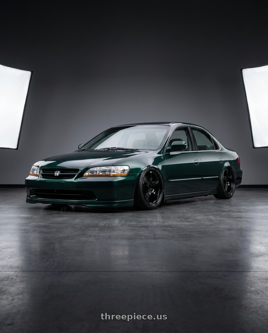 1999 Honda Accord with Gram Lights 57CR 5x114.3 19x8.5+35 Glossy Black wheels