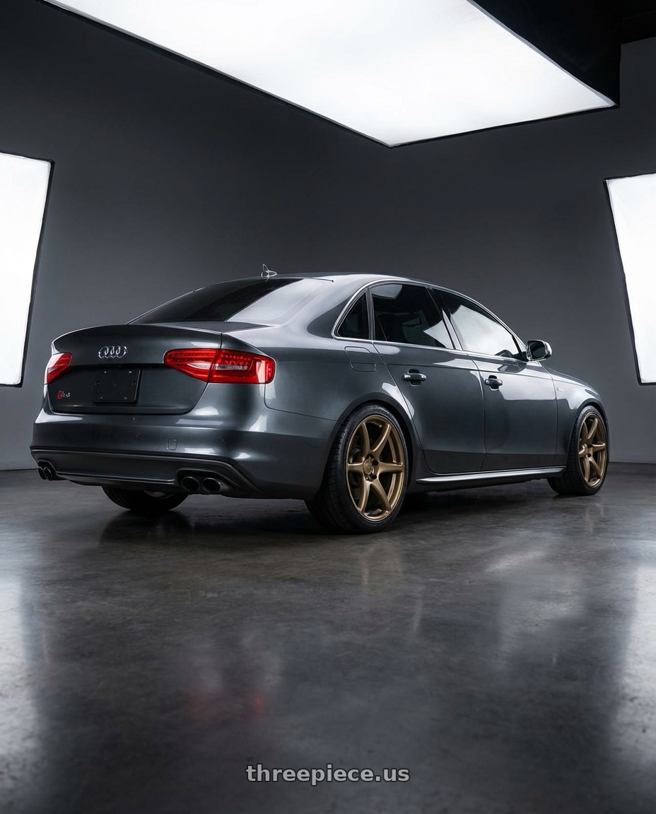 2015 Audi S4 B8.5 with Kansei K11B Tandem 5X112 19x10.5 22 Bronze wheels rear three quarter view square tires