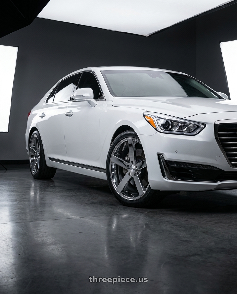 2018 genesis g90 ultimate with Cavallo CLV-5 5x114.3 20x8.5 +35 Nano Chrome wheels
