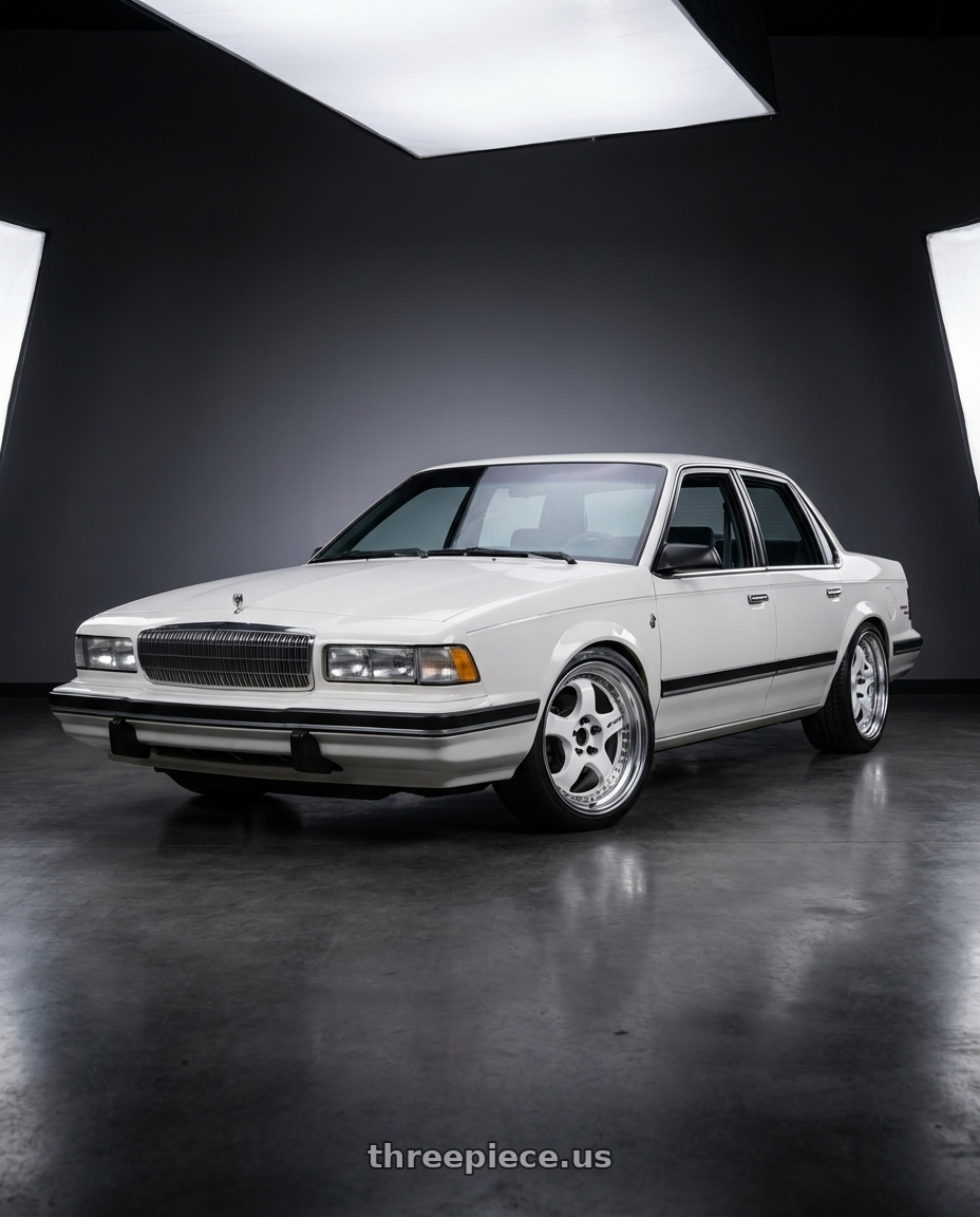 1990 Buick century limited white with Work Meister S1 3P 5x100 17x7.5+35 O Disk White wheels